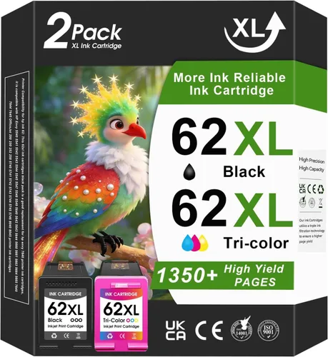 Vista 8 de 62XL - Cartuchos de tinta negros y colores de alto rendimiento compatibles con HP Ink 62 62xl cartucho de tinta apto para impresora HP Envy 5660