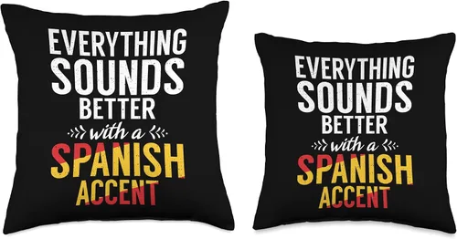 Vista 3 de Spaniard Gifts & Clothes Spain Everything Sounds Better con una almohada decorativa española, 16 x 16 pulgadas, multicolor