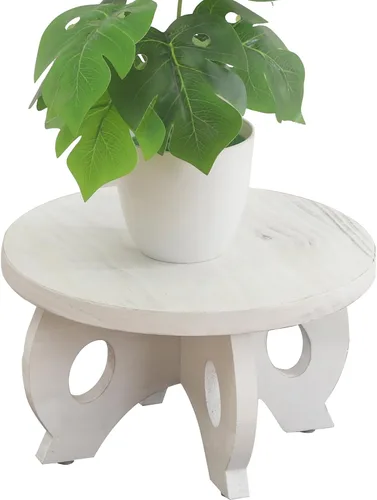 Vista 8 de Soporte para Plantas de Interior de Madera Taburete para Plantas Redondo Elevadores de Soporte para Decoración Soporte de Pedestal para Plantas