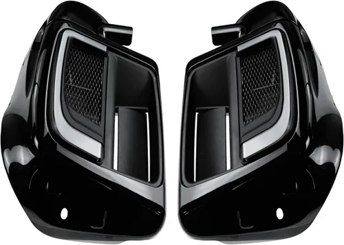Vista 7 de Carenados de Pierna Inferiores Ventilados Guantera con Luces de Señales de Giro LED Compatibles con Harley Touring CVO Street Glide FLHX Road Glide