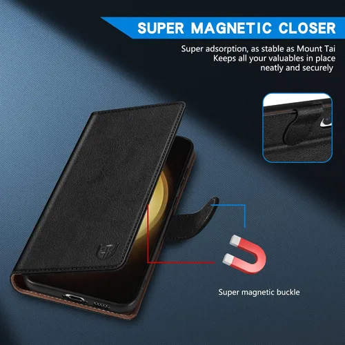 Vista 4 de ZZXX Funda tipo cartera para Samsung Galaxy S23 con bloqueo RFID, ranura para tarjetas, función atril, cierre magnético, funda protectora de cuero