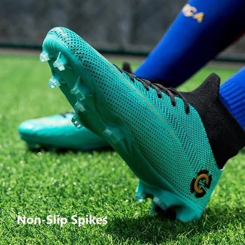 Vista 5 de HHY Tacos de fútbol para hombre, zapatos de fútbol con cordones antideslizantes