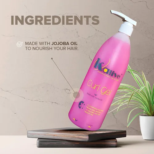 Vista 3 de KALIVE Curl Gel de 32 onzas para mujeres, define todo tipo de rizos, ondas y texturas para cabello natural o permanente