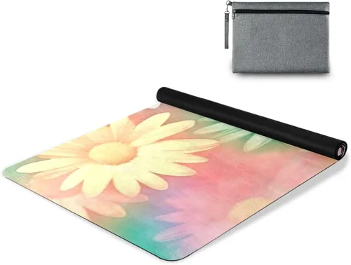 Vista 9 de Colorful Daisies (2) esterillas de yoga para mujeres y hombres de 71 x 26 pulgadas, alfombrilla plegable antideslizante para pilates, aeróbicos