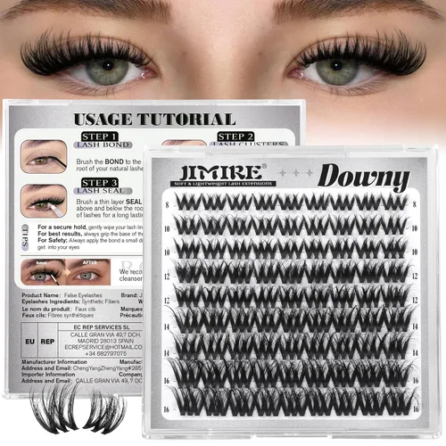 Vista 15 de Wispy Lash Racimos de Pestañas de Aspecto Natural Manga, Extensiones de Pestañas en Racimo de 0.39-0.630 in, Extensiones de pestañas en racimo en D