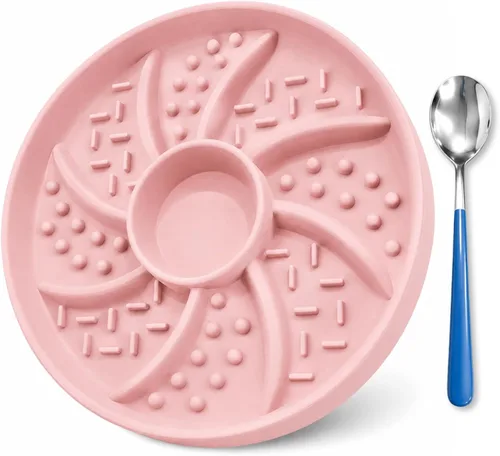 Vista 18 de Slow Feeder Dog Bowls, Suction Cup Lick Bowl for Dogs & Cats (Pink)