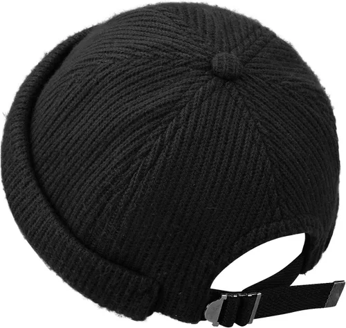 Vista 4 de Clakllie Sombrero cálido sin ala de punto de cráneo Docker Sombrero suave Beanie Trabajador Sombrero de marinero Pescador León Sombrero