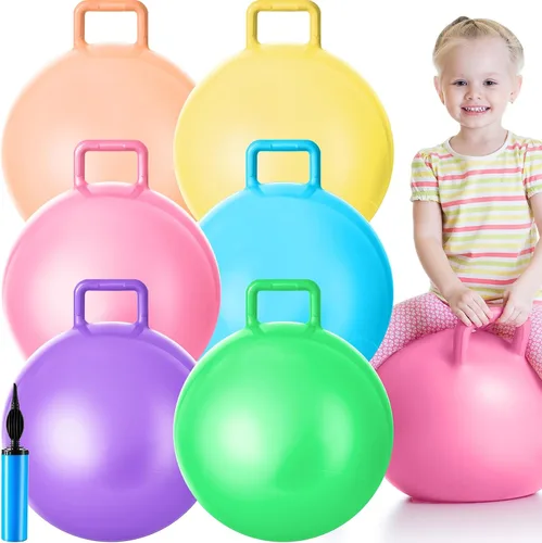 Vista 13 de Lewtemi 6 Pcs Hopper Ball with Handle, 32 Inch, Blue Color Color azul
