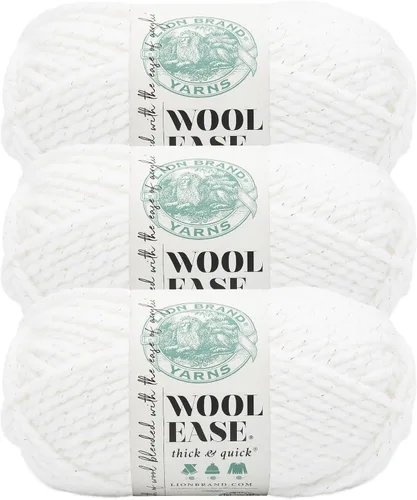 Vista 103 de Lion Brand Yarn - Ovillo de lana Wool-Ease Thick & Quick color fuerza aérea Super Bulky Wool Acrylic Blend Fiber for Soft Hats, Sweaters, Chunky