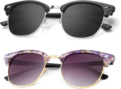 Vista 54 de KALIYADI Gafas de sol polarizadas para hombres y mujeres, marco semi sin montura, para conducir con bloqueo UV A01-(1 Pack) Tortuga Mate G15