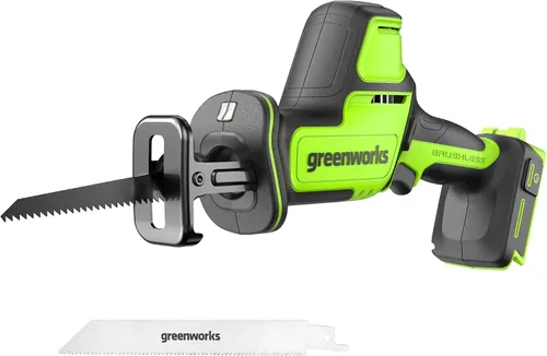 Vista 15 de Greenworks Sierra Recíproca Compacta de Una Mano sin Escobillas de 24V de 1" (3,000 SPM), Sierra Recíproca Inalámbrica de Velocidad Variable