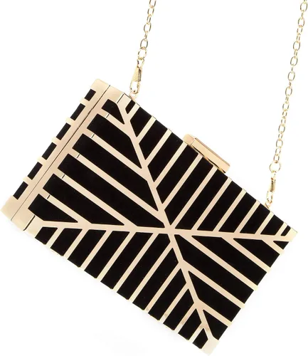 Vista 2 de CARIEDO Bolso Elegante de Noche para Mujer, Elegante Bolso de Mano de Terciopelo Exquisito, Bolso de Metal Hueco, para Promesa, Boda, Fiesta