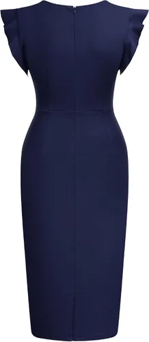Vista 5 de Miusol vestido de cóctel con volantes, estilo clásico, para mujer