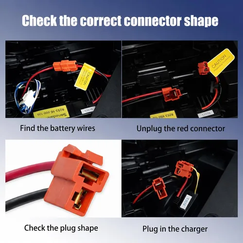 Vista 2 de Cargador de batería de juguete de 12 V, enchufe cuadrado rojo de 2 pines