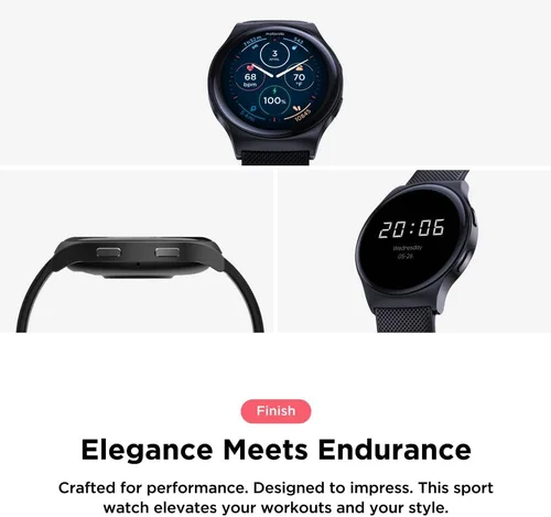 Vista 4 de Motorola Moto Watch 120 - Reloj inteligente Bluetooth de alta calidad con pantalla AMOLED, batería de 10 días, seguimiento de frecuencia cardíaca