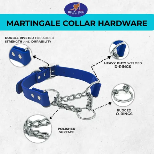 Vista 6 de Regal Dog Products Collar Martingale para perros – Collar impermeable de bioano para perros pequeños, medianos y grandes – Cadena resistente