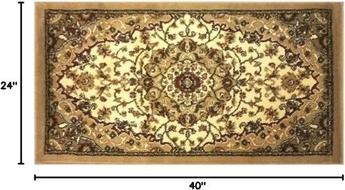 Vista 2 de Bellagio Tapete tradicional oriental para puerta, diseño 401, marfil (24 x 40 pulgadas)