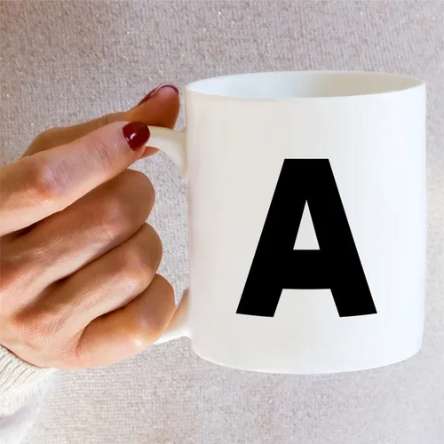 Vista 5 de Retreez Taza con monograma con monograma del alfabeto de la A a la Z con inicial, tazas de café de cerámica de 11 onzas – Agradecimiento
