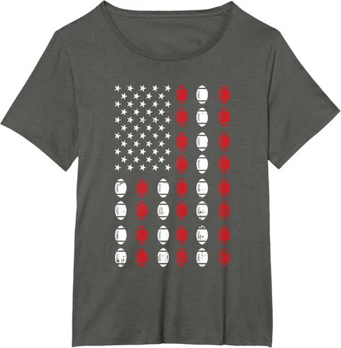 Vista 45 de Camiseta patriótica de jugador atleta del 4 de julio de fútbol americano, Negro