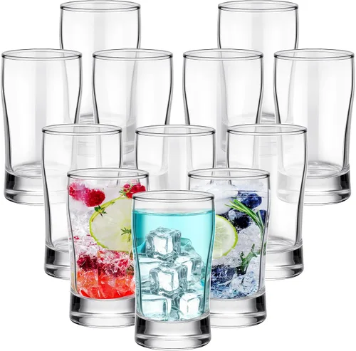 Vista 8 de Bokon 6 vasos de cerveza, tazas pequeñas de jugo, vasos de té helado, vasos de base pesada, vasos de vidrio transparente a granel para agua potable