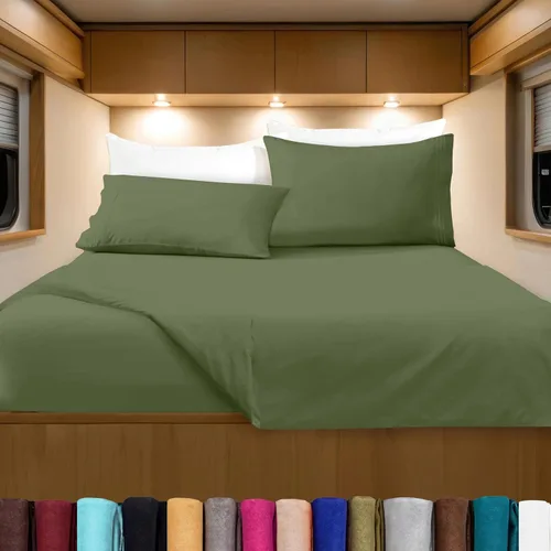 Vista 90 de Elegant Comfort Lujoso juego de sábanas de microfibra de alta calidad 1500 hoteleras bordadas de tres líneas más suaves de 4 piezas, resistente a