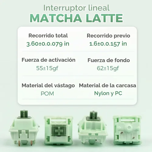 Vista 2 de KiiBoom Interruptor de teclado mecánico Matcha Latte de 55 gf lineal, interruptor de teclado de 5 pines con vástago POM, carcasa de nailon de PC, 35