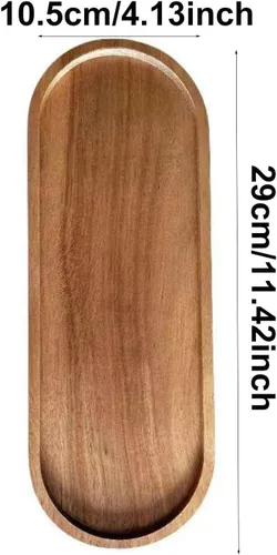 Vista 2 de Bandejas de madera de 11 pulgadas, bandeja de perfume de madera de granja, plato de decoración rústica para el hogar, almacenamiento de encimera
