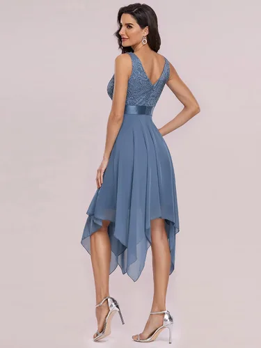 Vista 2 de Ever-Pretty Vestidos de cóctel de gasa con cuello en V vintage para mujer con dobladillo irregular 0207-USA