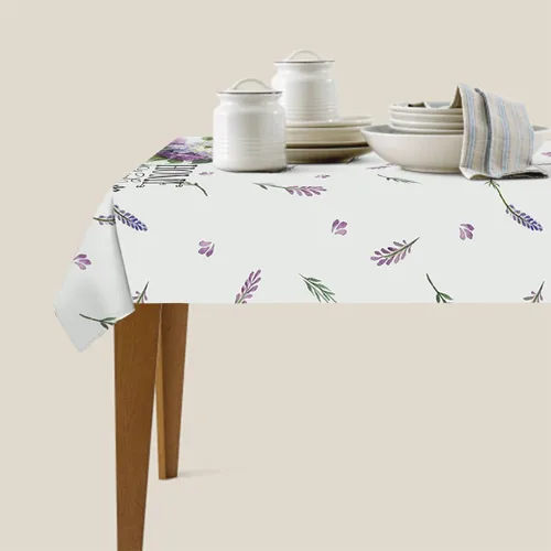 Vista 9 de Mantel rectangular decorativo con hojas de lavanda moradas para el hogar, mantel para comedor, barbacoa, picnic, mesa auxiliar, 52 x 70 pulgadas