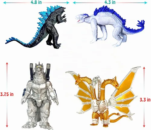 Vista 4 de TwCare Juego de 10 juguetes Godzilla x Kong: El Nuevo Imperio, figuras de acción de dinosaurios y dragones, Evolved Basic Exquisite Battle Roar