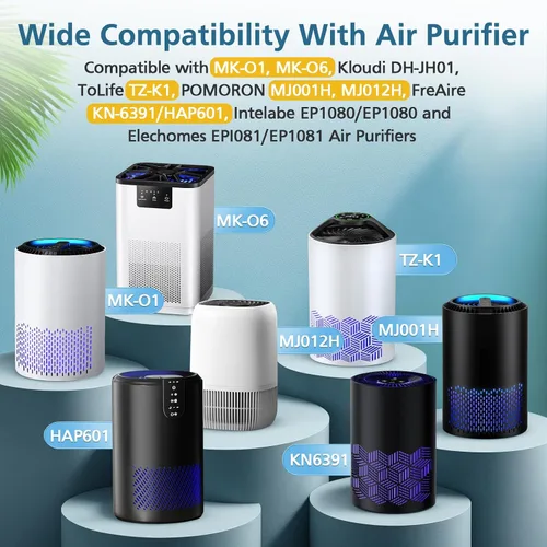 Vista 3 de MK01 Filtro de repuesto HEPA compatible con MK01, MK-06, Tolife TZ-K1, FreAire KN6391, Kloudi DH-JH01, POMORON MJ001H, MJ012H, Intelabe Paquete de 2
