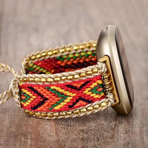 Vista 8 de Correa de nailon trenzada estilo bohemio retro compatible con Fitbit Versa 3/Versa 4/Sense 2/Fitbit Sense Bandas para mujeres y hombres, correa