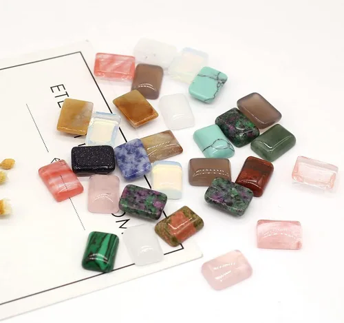 Vista 2 de Cabujón rectangular con parte trasera plana piedras naturales cabujón para hacer joyas 20 piezas