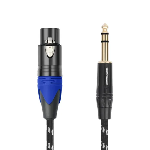 Vista 5 de Cable XLR de 1/4 de pulgada a XLR, trenzado de nailon resistente, enchufe chapado en oro, cable de conexión TRS equilibrado de 1/4 pulgadas a XLR