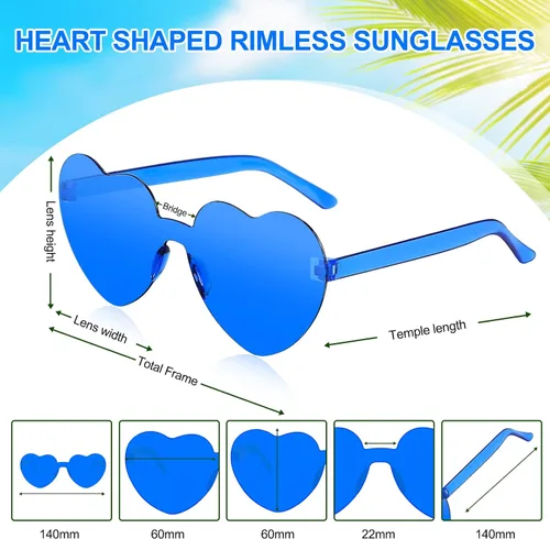 Vista 2 de VJJB Lentes de sol de corazón para mujer, lentes en forma de corazón, gafas de despedida de soltera, accesorios de moda para regalos de cumpleaños