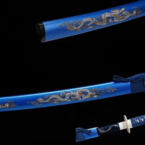 Vista 4 de 1045/1060 acero de alto carbono forjado a mano tradicional, espada katana templada térmicamente, espadas samurai japonesas, espadas completas