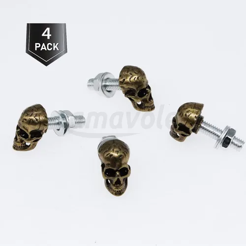 Vista 3 de Tornillos de matrícula, 4 piezas universales de acero inoxidable estilo calavera, kit de tornillos para placa de matrícula para motocicleta