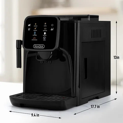 Vista 2 de Zulay Kitchen Magia Clasica - Máquina automática de café expreso con molinillo integrado, cafetera de panel táctil, espumador de leche con varita