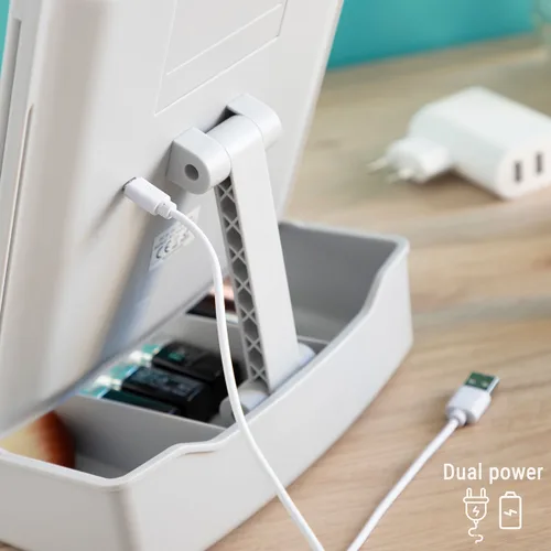 Vista 9 de Espejo LED Plegable con Organizador de Maquillaje 3 en 1 Panomir InnovaGoods