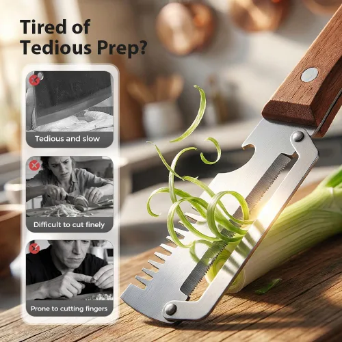 Vista 3 de Multi-Functional Vegetable Peeler for Kitchen, 2026 New Premium Vegetable Peeler with Wooden Handle and Bottle Opener, Stainless Steel Peeling Tool