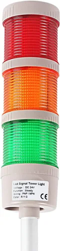 Vista 10 de Luz de torre LED Andon de 3 pilas industrial de 16 pies
