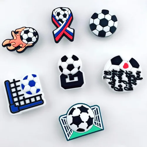 Vista 3 de Paquete de 50 dijes de cocodrilo para zapatos deportivos Crock para niños, béisbol, rugby, fútbol, baloncesto, zapatos, accesorios para croc