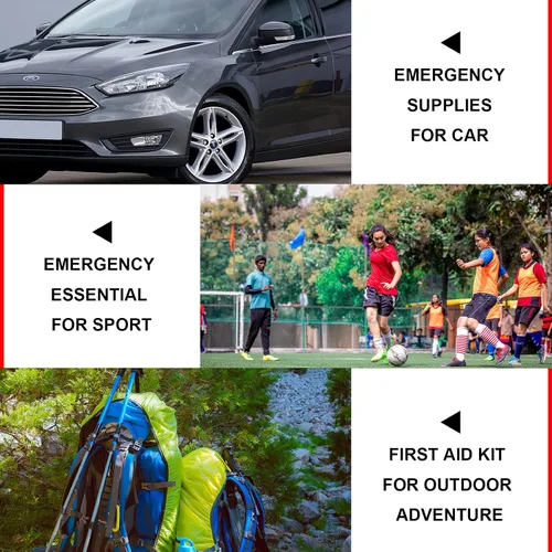 Vista 4 de Kit de primeros auxilios de viaje pequeño, 279 piezas, suministros para negocios, juego de emergencia de primeros auxilios, artículos esenciales