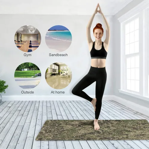 Vista 7 de Qilmy Tapete de yoga con diseño de mandala de fantasía, textura antideslizante, tapete de yoga profesional respetuoso con el medio ambiente