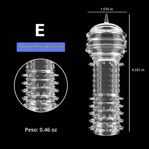 Vista 7 de Funda de silicona para el pene reutilizable, con textura elástica, con tachuelas, juego de mangas elásticas para el pene, anillos para el pene