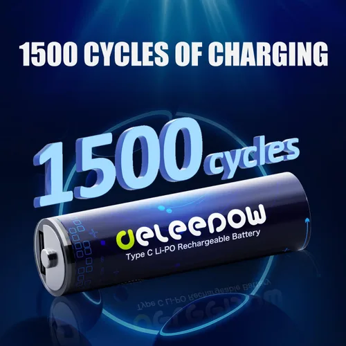Vista 2 de Baterías de litio USB AA de 1,5 V, 3400 mWh, 12 unidades, 1500 ciclos High Capacity, USB Fast Charging，1500 Cycles, USB Cable Included, for Remote