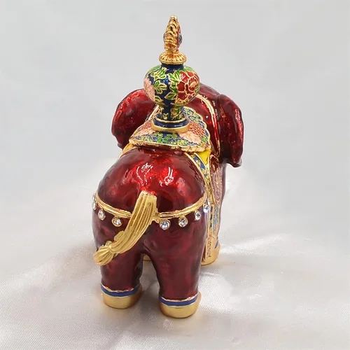 Vista 3 de Feng Shui Good Fortune Elefante rojo de la prosperidad con jarrón del tesoro mejora de la suerte