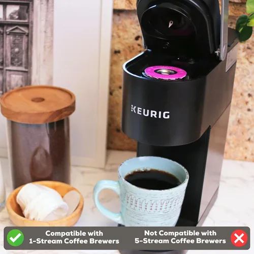 Vista 4 de EZ-Cup - Cápsula de café reutilizable de acero inoxidable para Keurig + 25 filtros de papel desechables, cápsula recargable compatible con Keurig