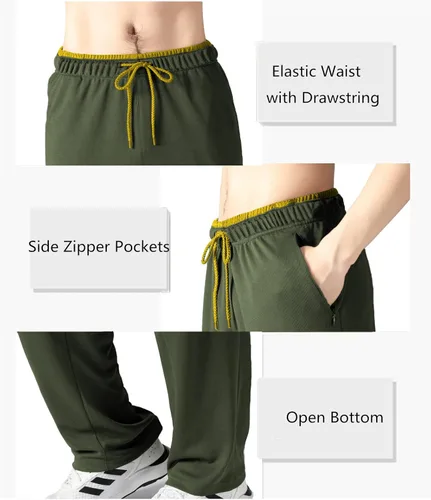 Vista 5 de FAVMARTHA Pantalones deportivos para hombre con bolsillos con cremallera, parte inferior abierta, pantalones deportivos para correr, entrenar