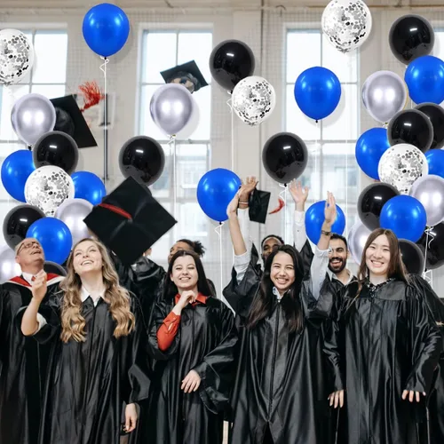 Vista 4 de Juego de globos de color azul real, negro y plateado metálico, 122 unidades, guirnalda de arco de globos azul real y negro para videojuegos